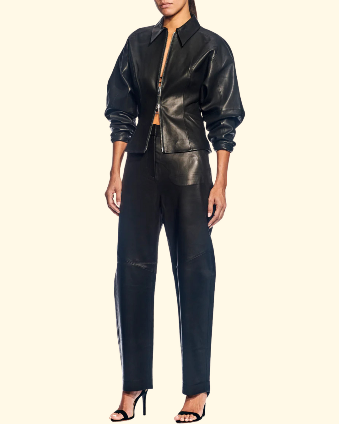 Fitted Leather Jacket | Black