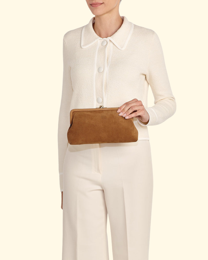 Suede Classic Clutch | Gianduia