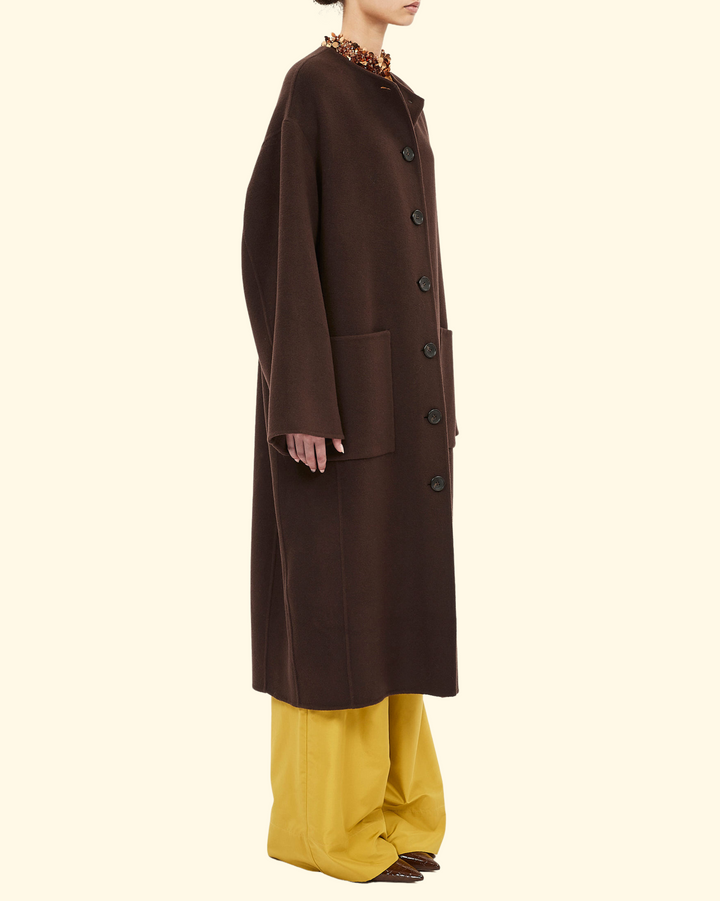 Fernanda Double Faced Wool Oversized Coat | Sable
