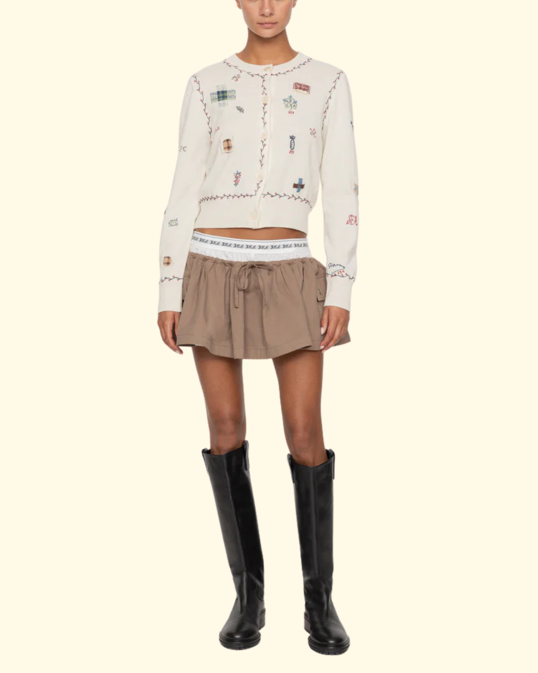 Lois Twill Mini Skirt | Taupe