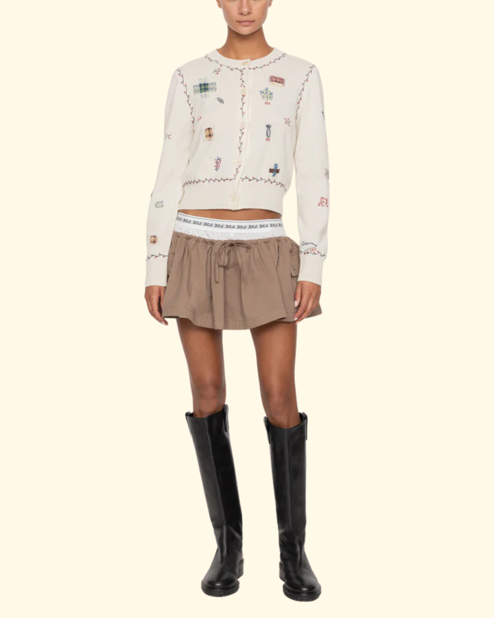 Lois Twill Mini Skirt | Taupe