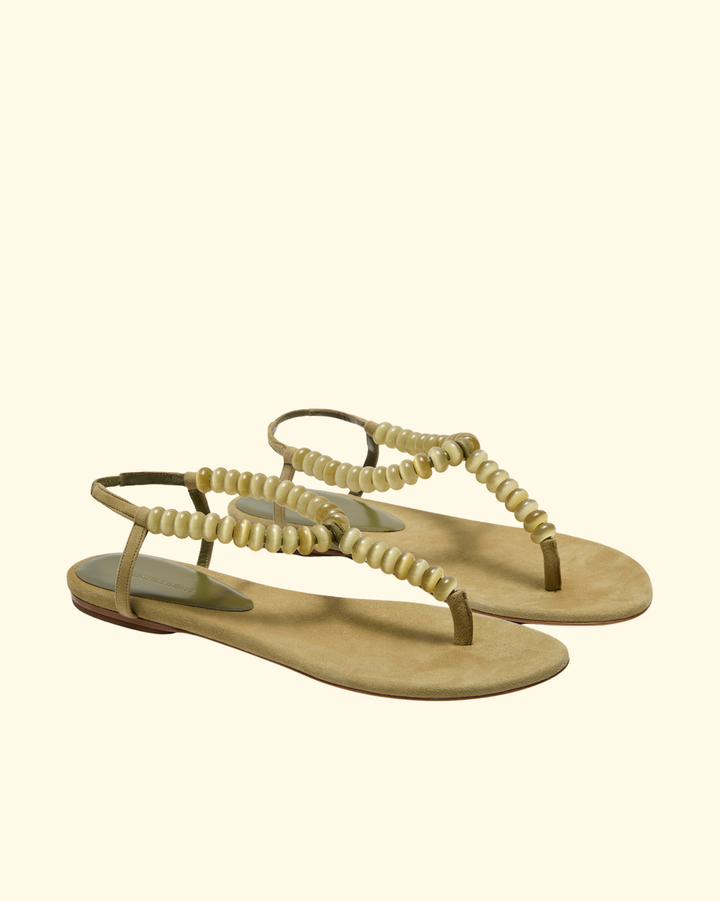 Beaded Thong Sandal | Green