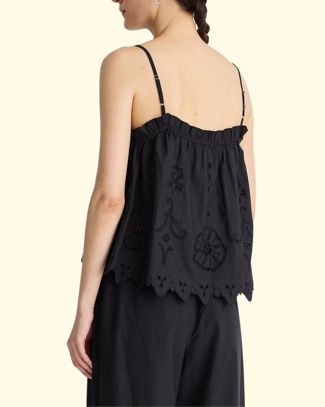 Embroidered Cami Top | Black