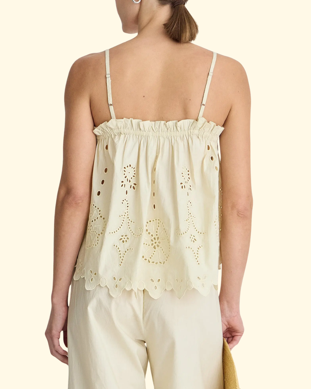 Embroidered Cami Top | Ecru