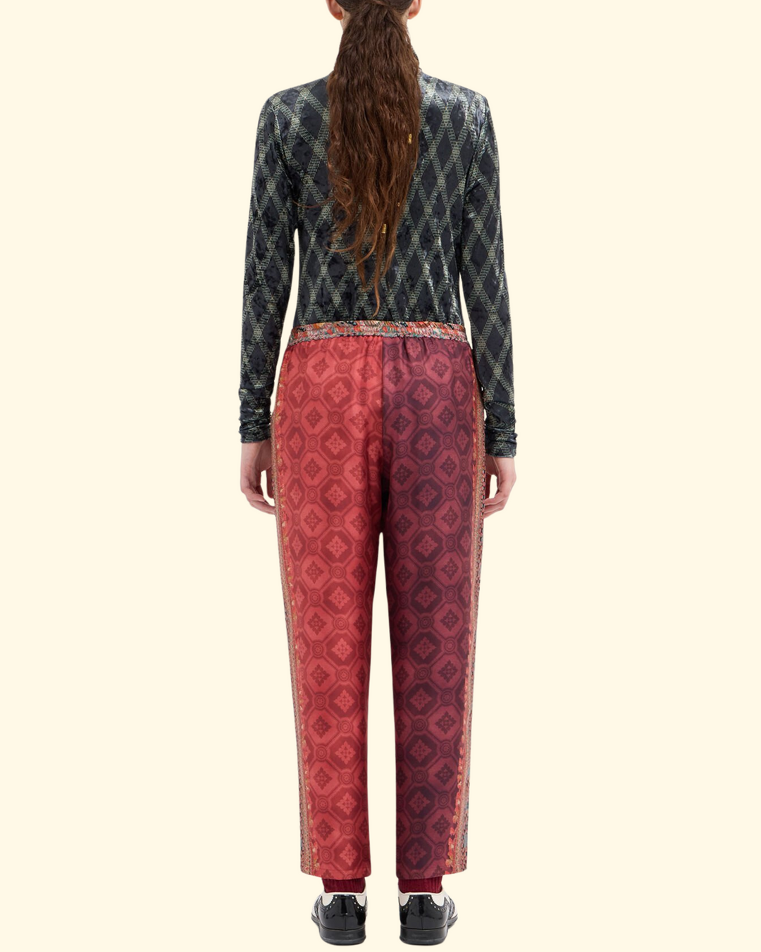 Aloe Trousers Silk | Red Multi Color