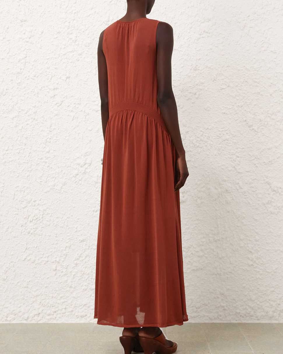 Illuminate Gathered Maxi Dress | Rust