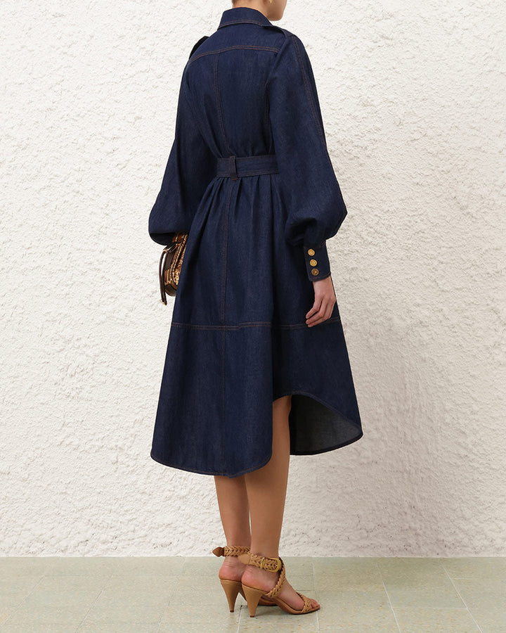 Denim Cargo Midi Dress | Ink