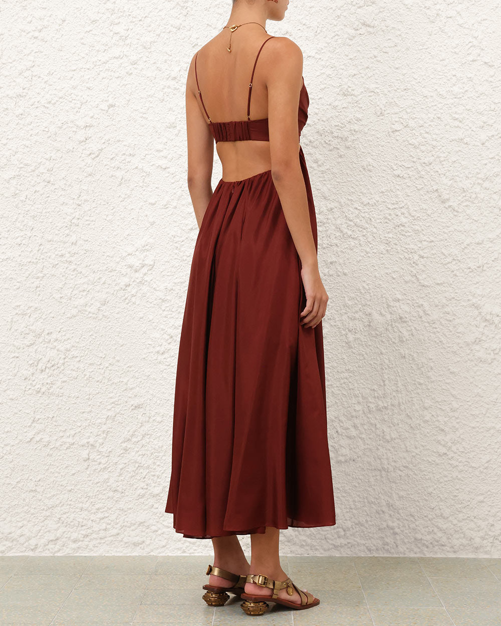 Zimmermann Wanderlust Plunge Maxi Dress | Burgundy | Size 0p Zimmermann Wanderlust Plunge Maxi Dress | Burgundy | Size 0p