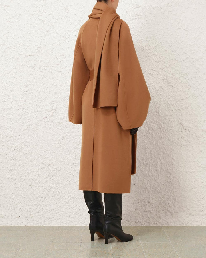 Valiant Wool Scarf Coat | Camel