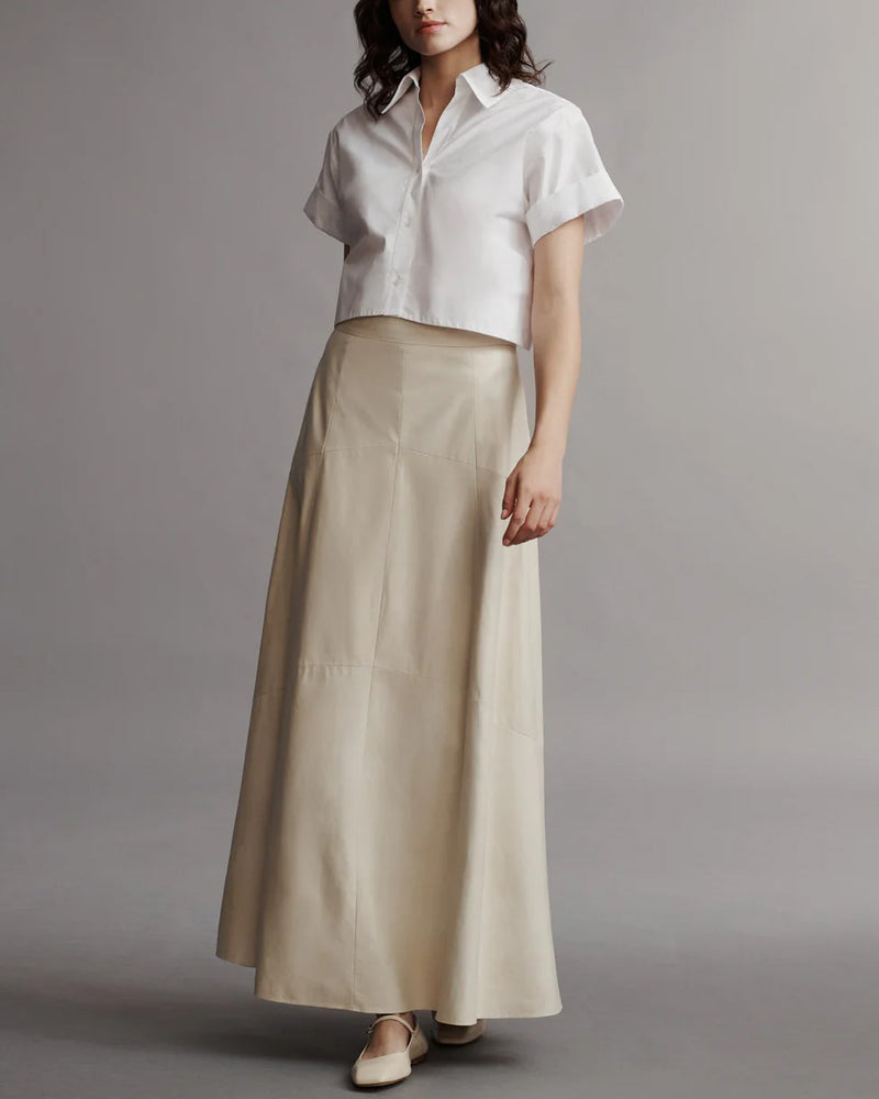 Kennedy Leather Skirt | Cream