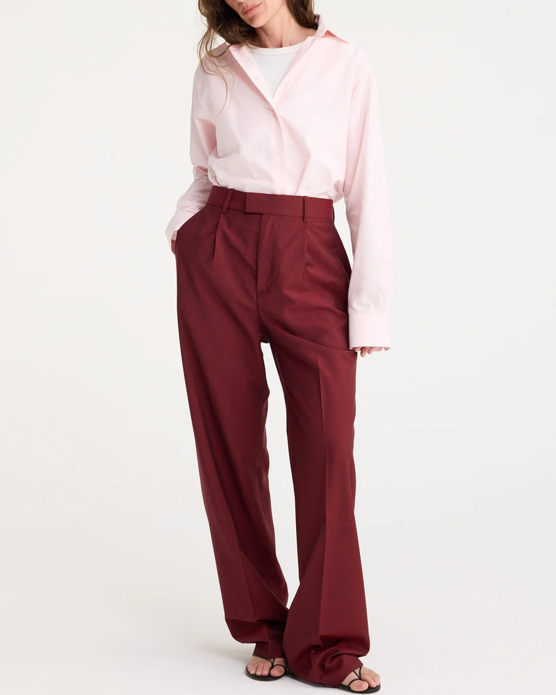 Wide Leg Single Pleated Trousers | Port Changeant