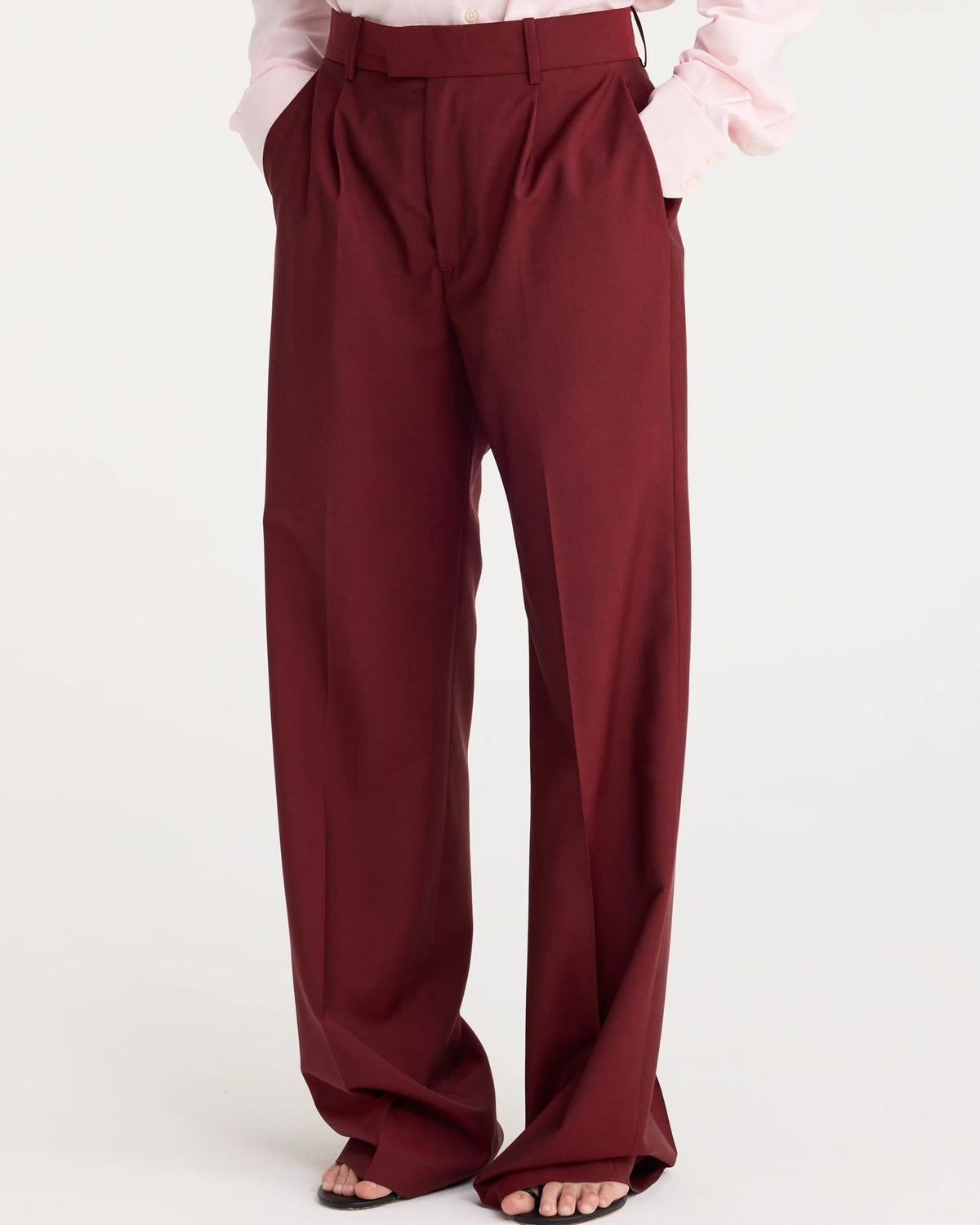 Wide Leg Single Pleated Trousers | Port Changeant