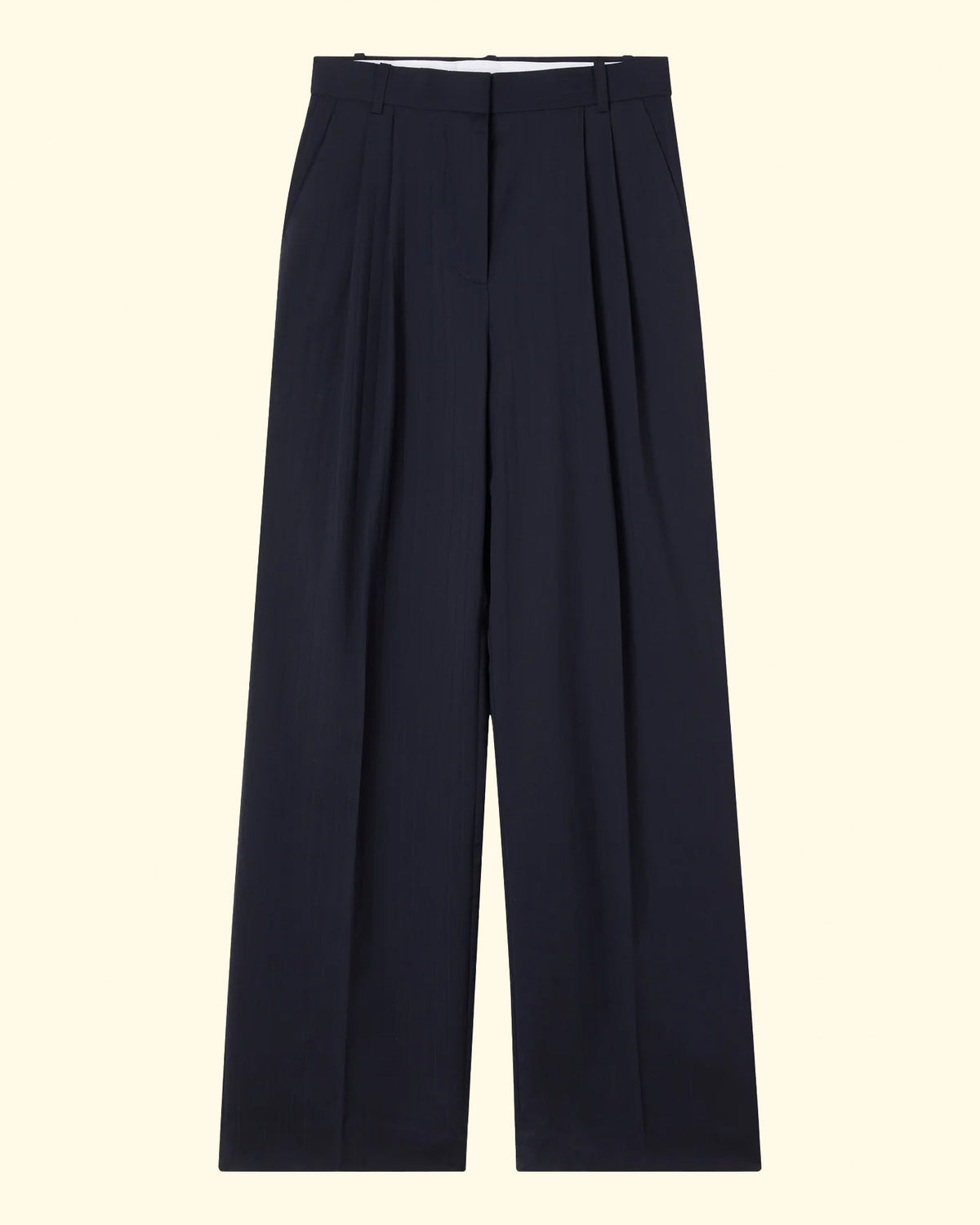 Wide Leg Pleated Trousers | Night Stripe