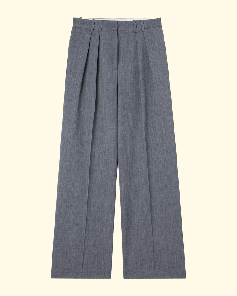 Wide Leg Tailored Trousers | Dark Grey Melange