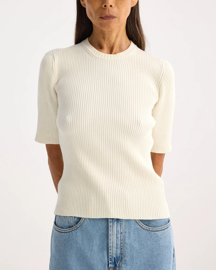 Rib Knitted Top | Off White