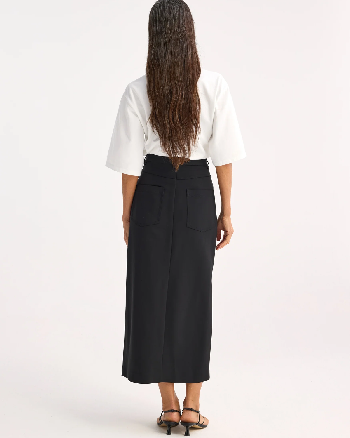 Long Skirt with Denim Details | Black