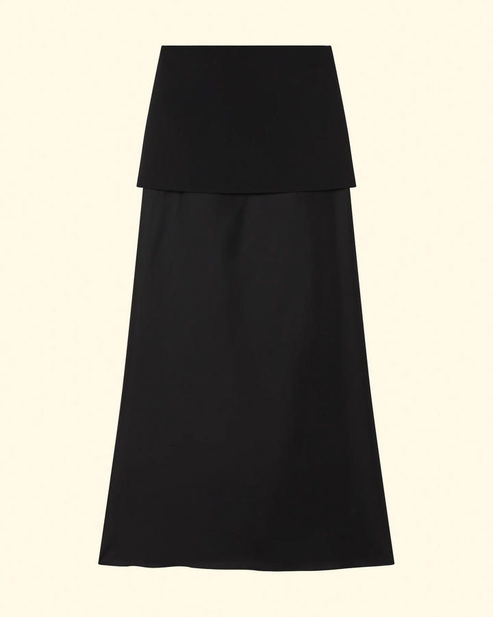 Integrated Fluid Silk Skirt | Black