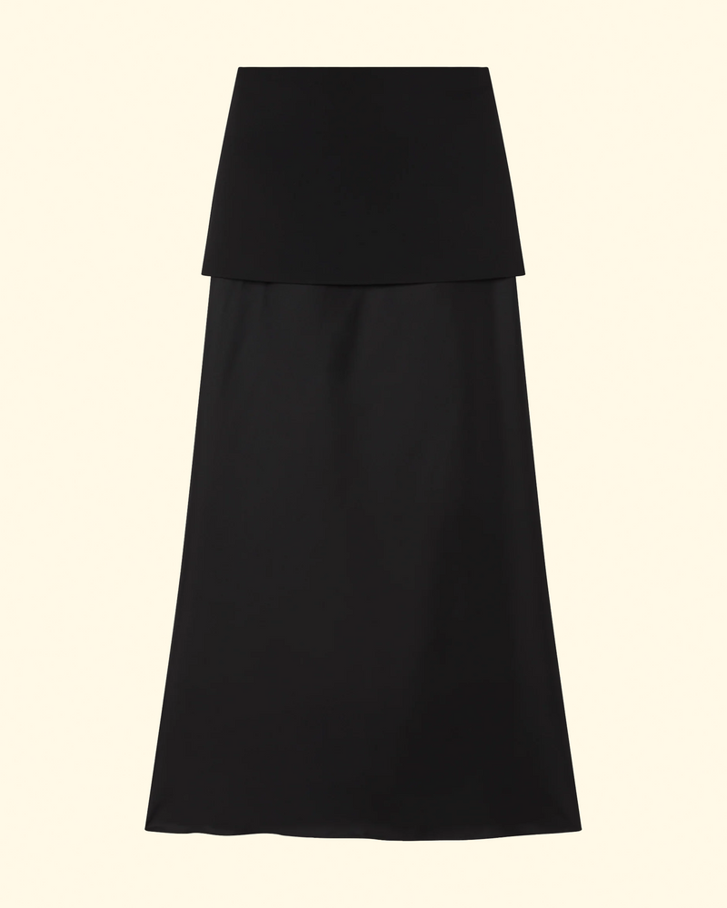 Integrated Fluid Silk Skirt | Black