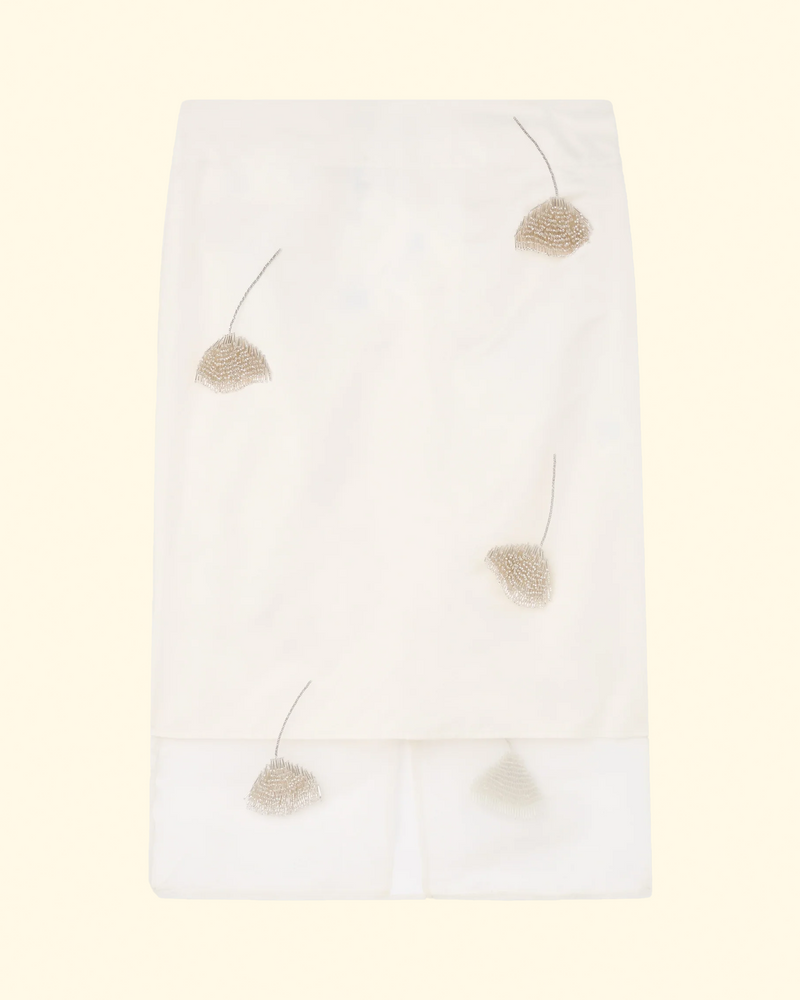 Embellished Tulip Organza Skirt | Off White