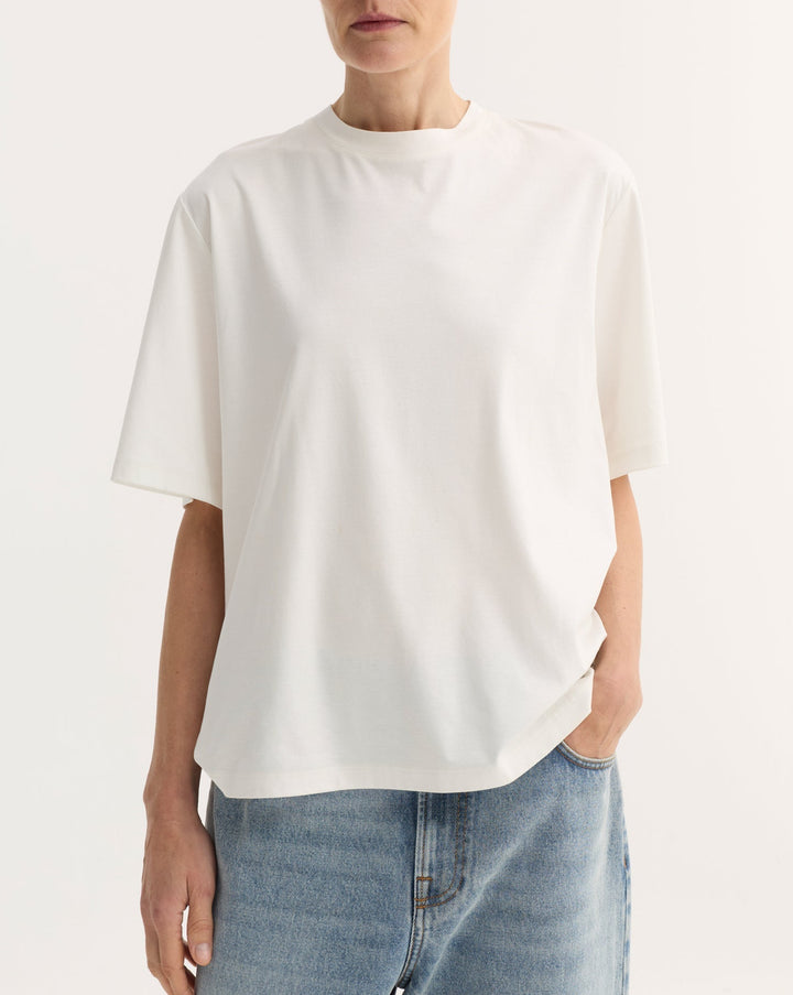 Oversized Cotton Silk T-Shirt | Off White
