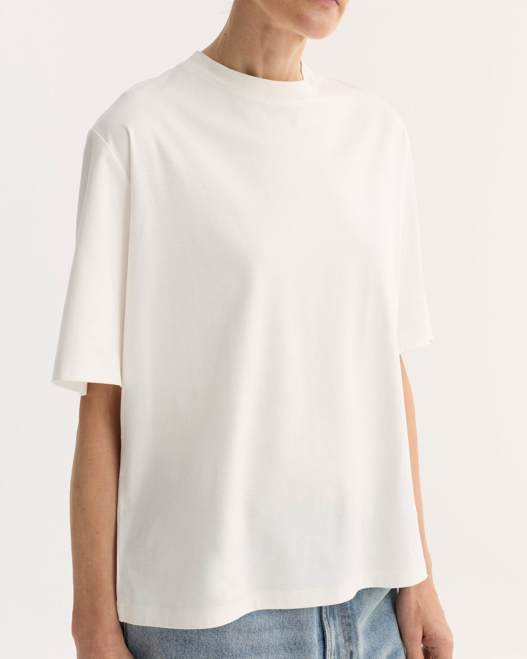 Oversized Cotton Silk T-Shirt | Off White