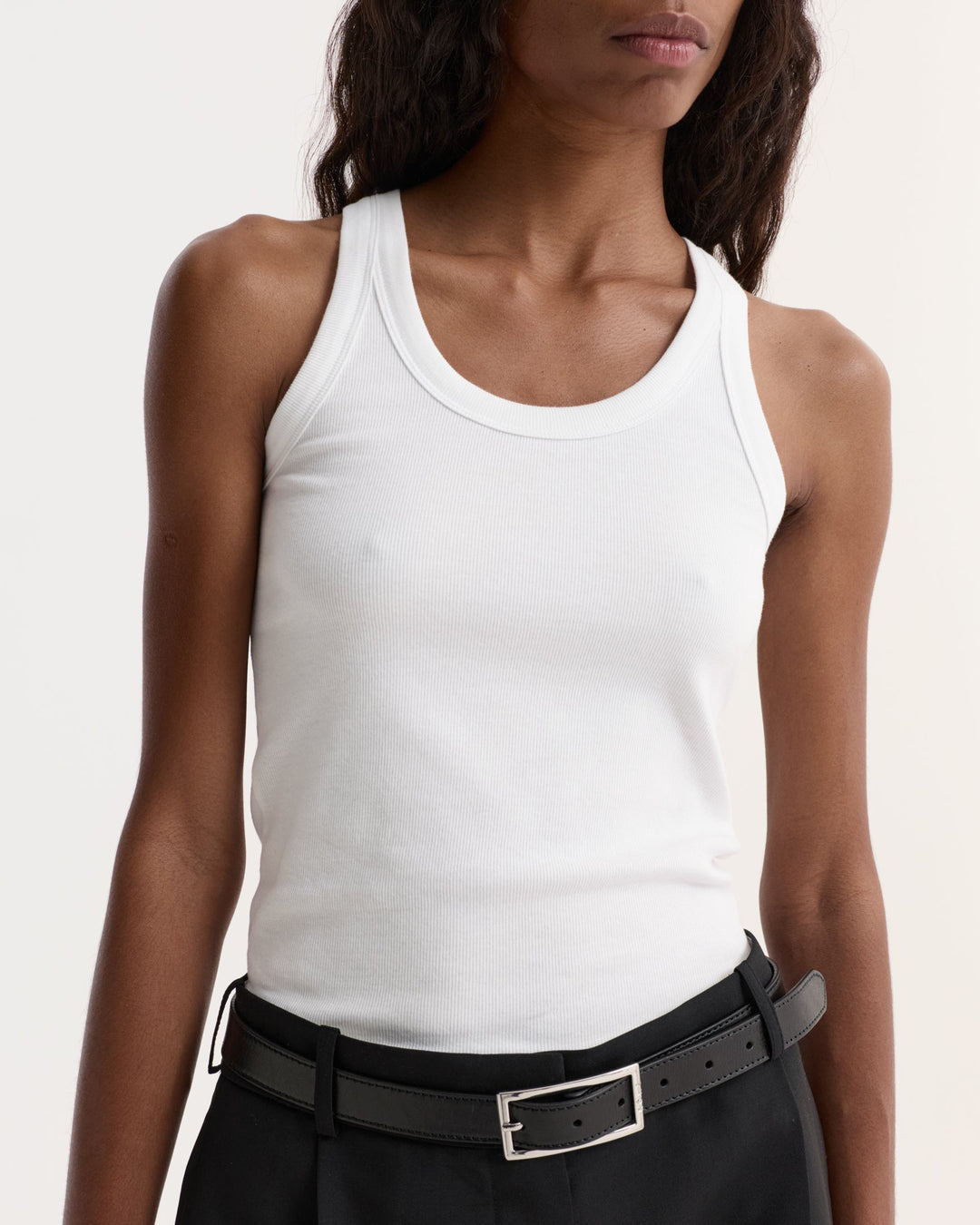 Scoop Neck Rib Top | Optic White