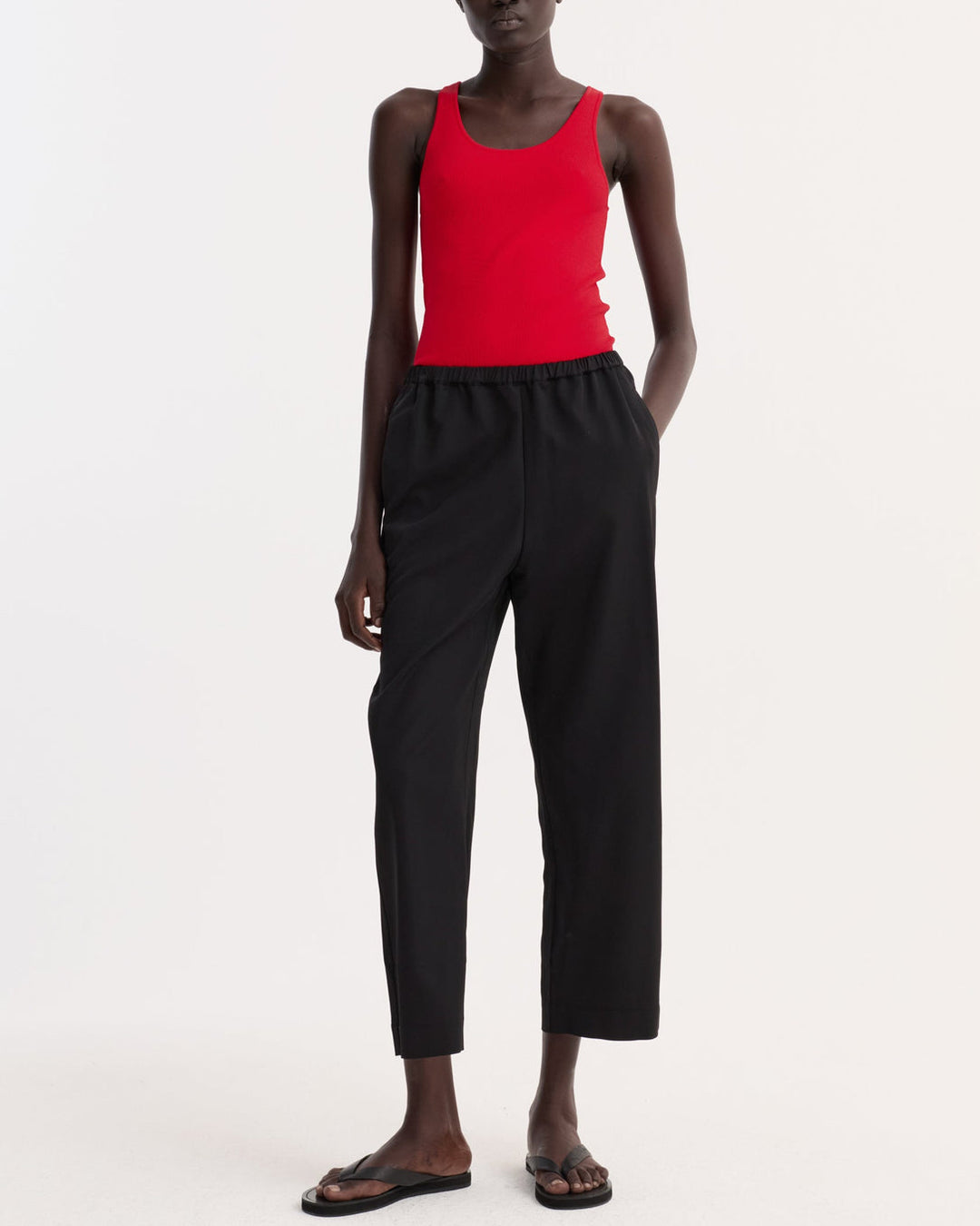 Cropped Wide Leg Trousers | Black