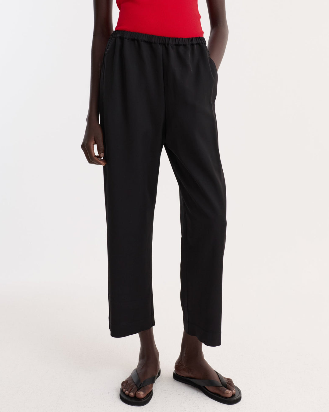 Cropped Wide Leg Trousers | Black