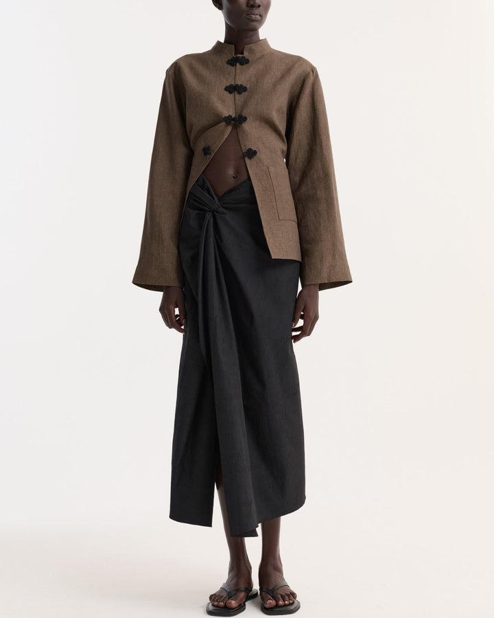 Sarong Textured Skirt | Black