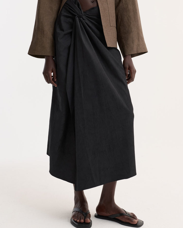 Sarong Textured Skirt | Black