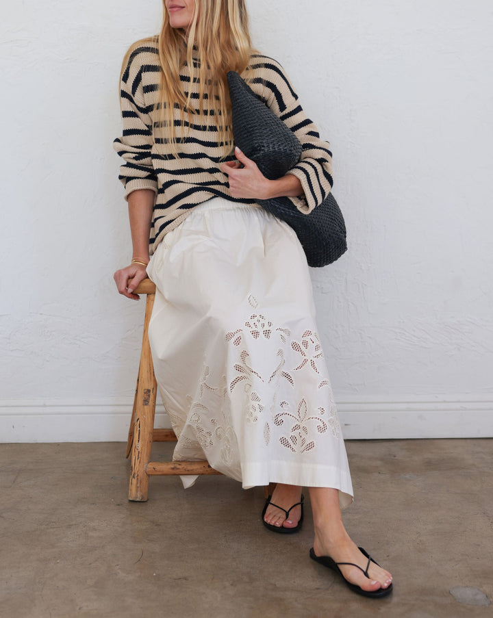Embroidery Popline Skirt | Avorio