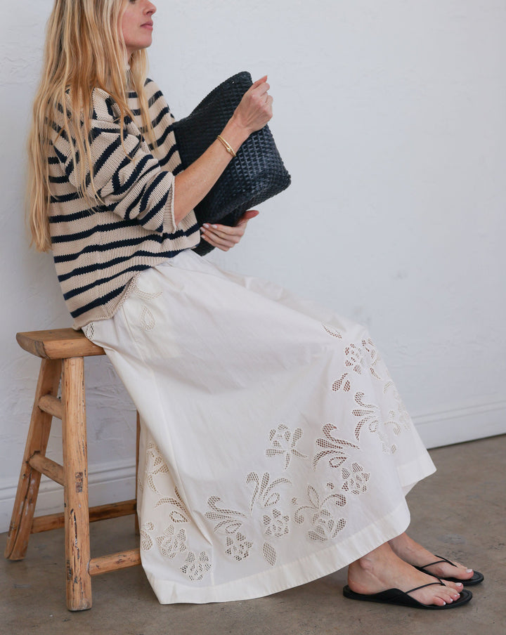 Embroidery Popline Skirt | Avorio