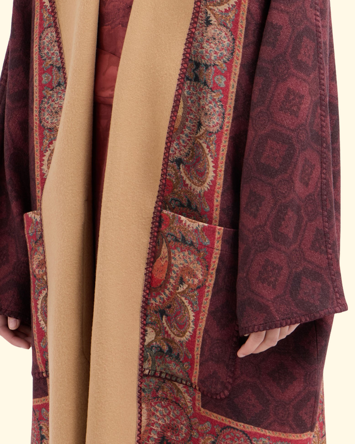 Pancake Kimono Wool | Red Multi Color