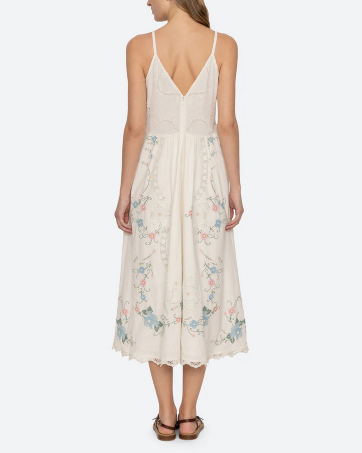 Vesna Embroidery Slip Dress | White