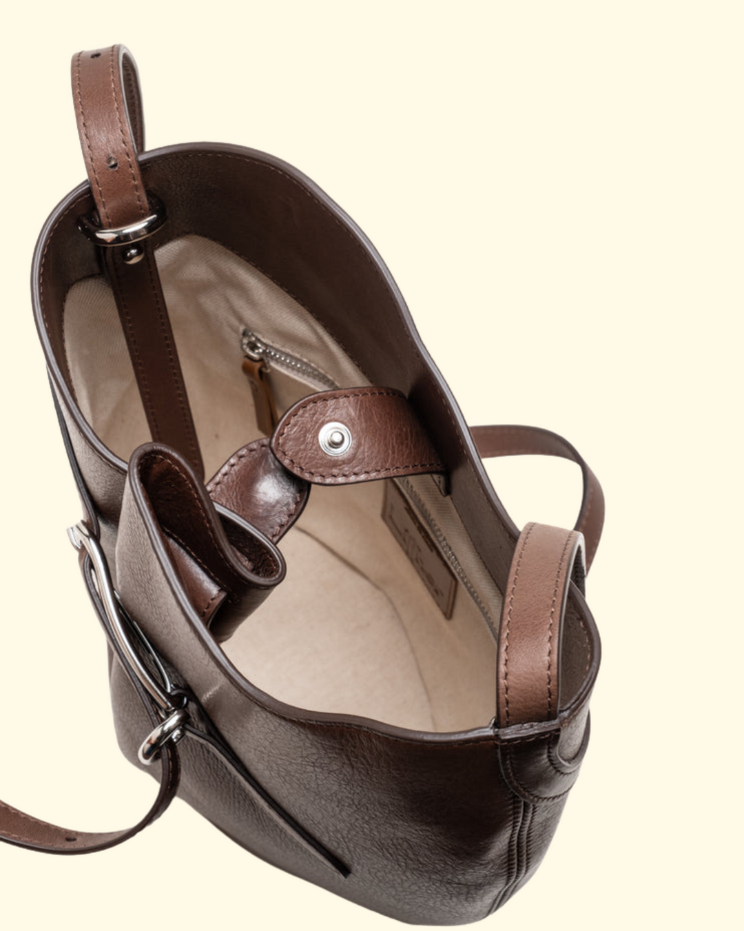 Belted Bucket Bag | Dark Brown Leather