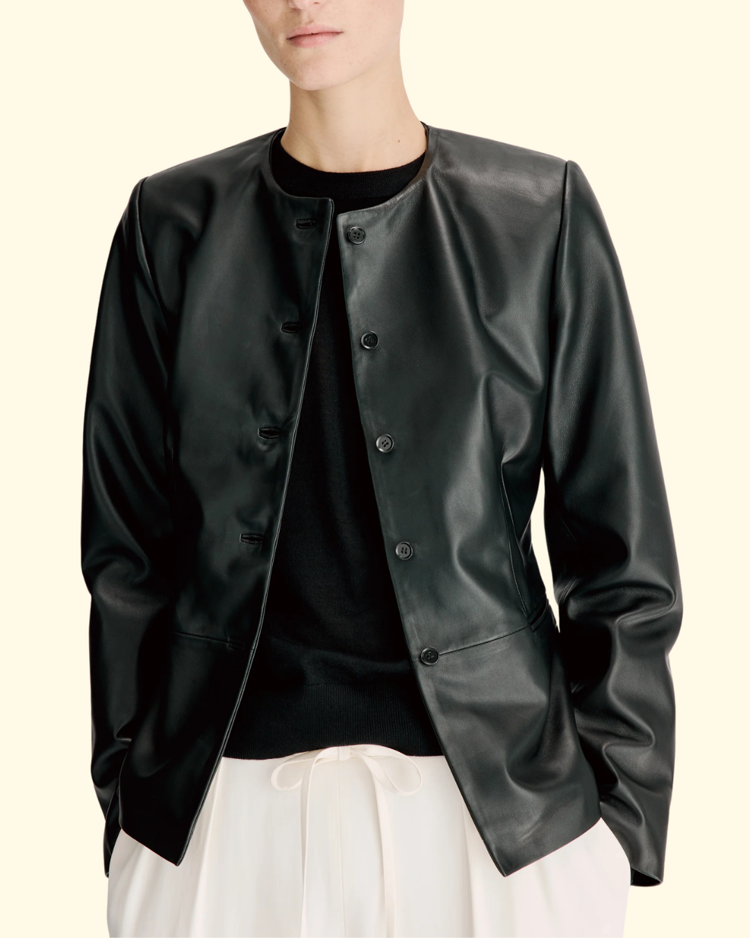 Adea Collarless Jacket | Black