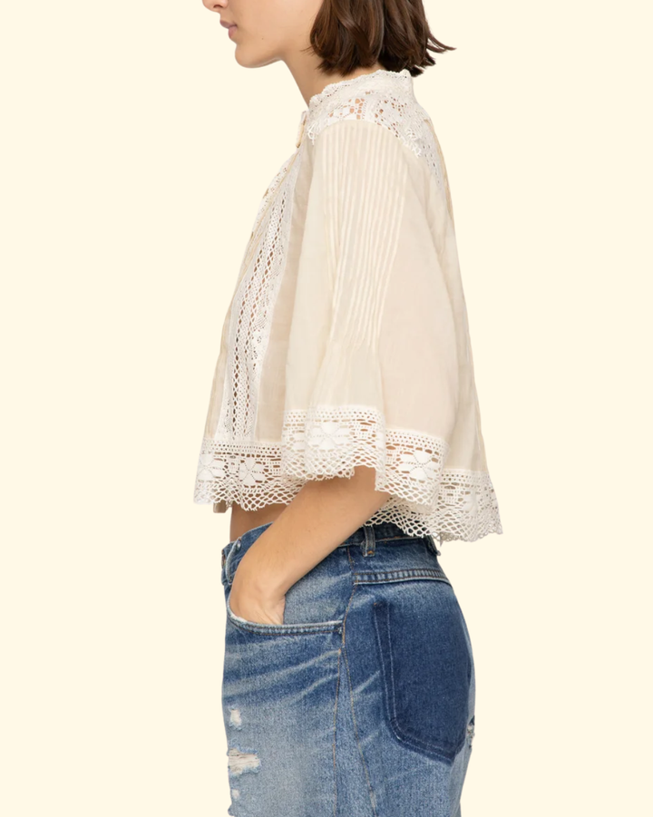 Pippa Solid S/Slv Top | Cream