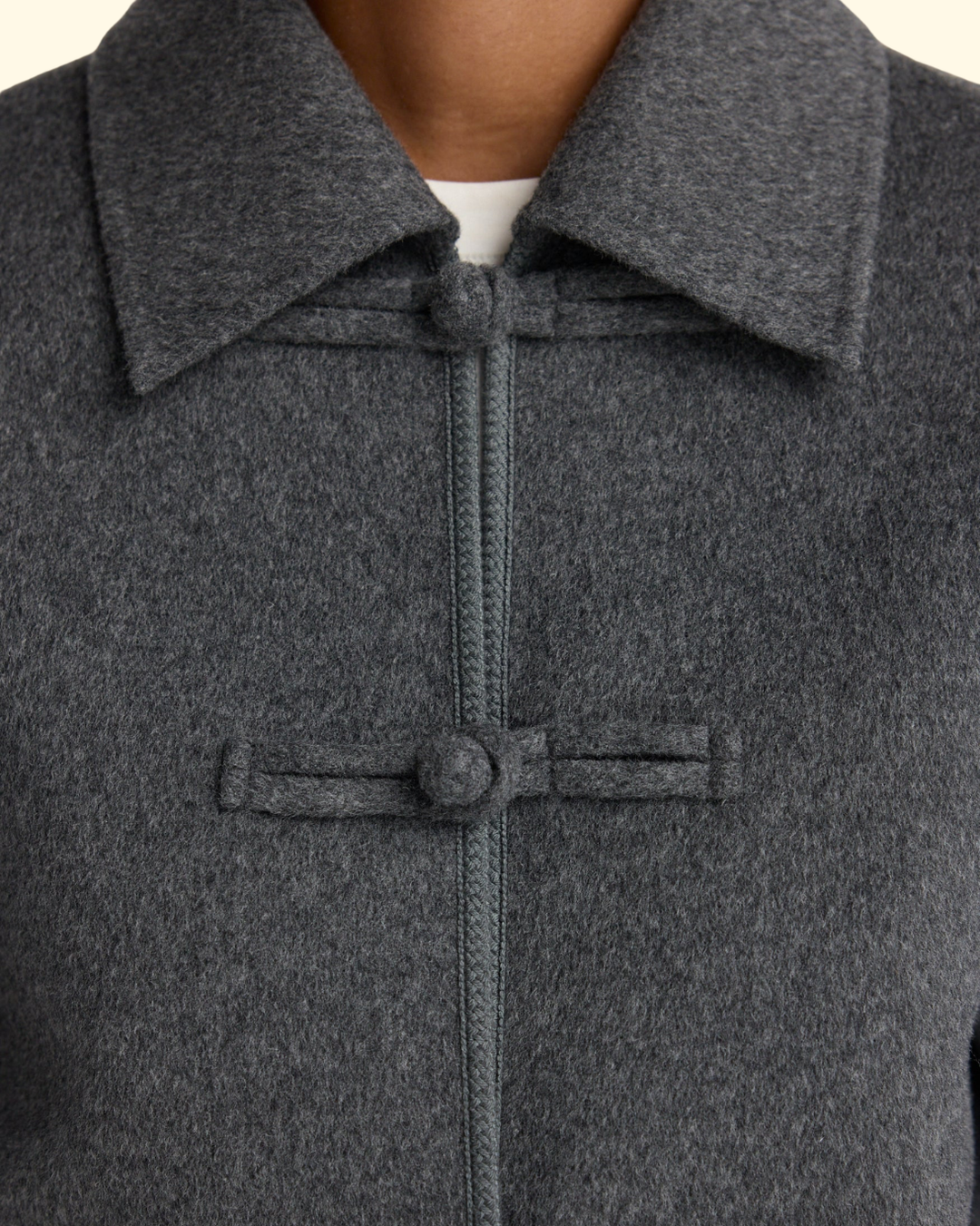 Double Faced Wool Pankou Closure Jacket | Dark Grey Melange