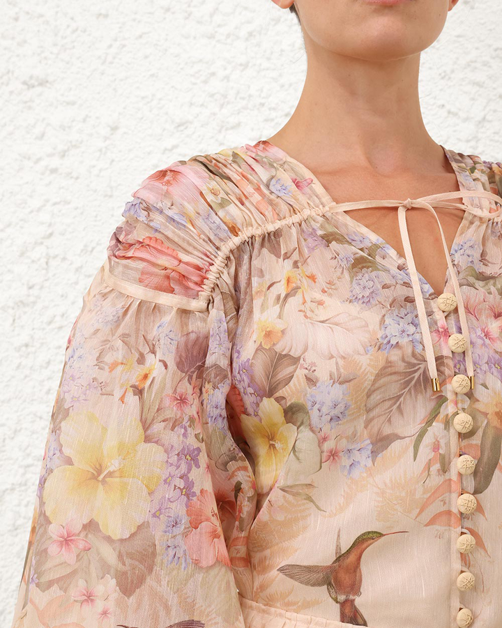 Illuminate Drawn Blouse| Ivory Tropical