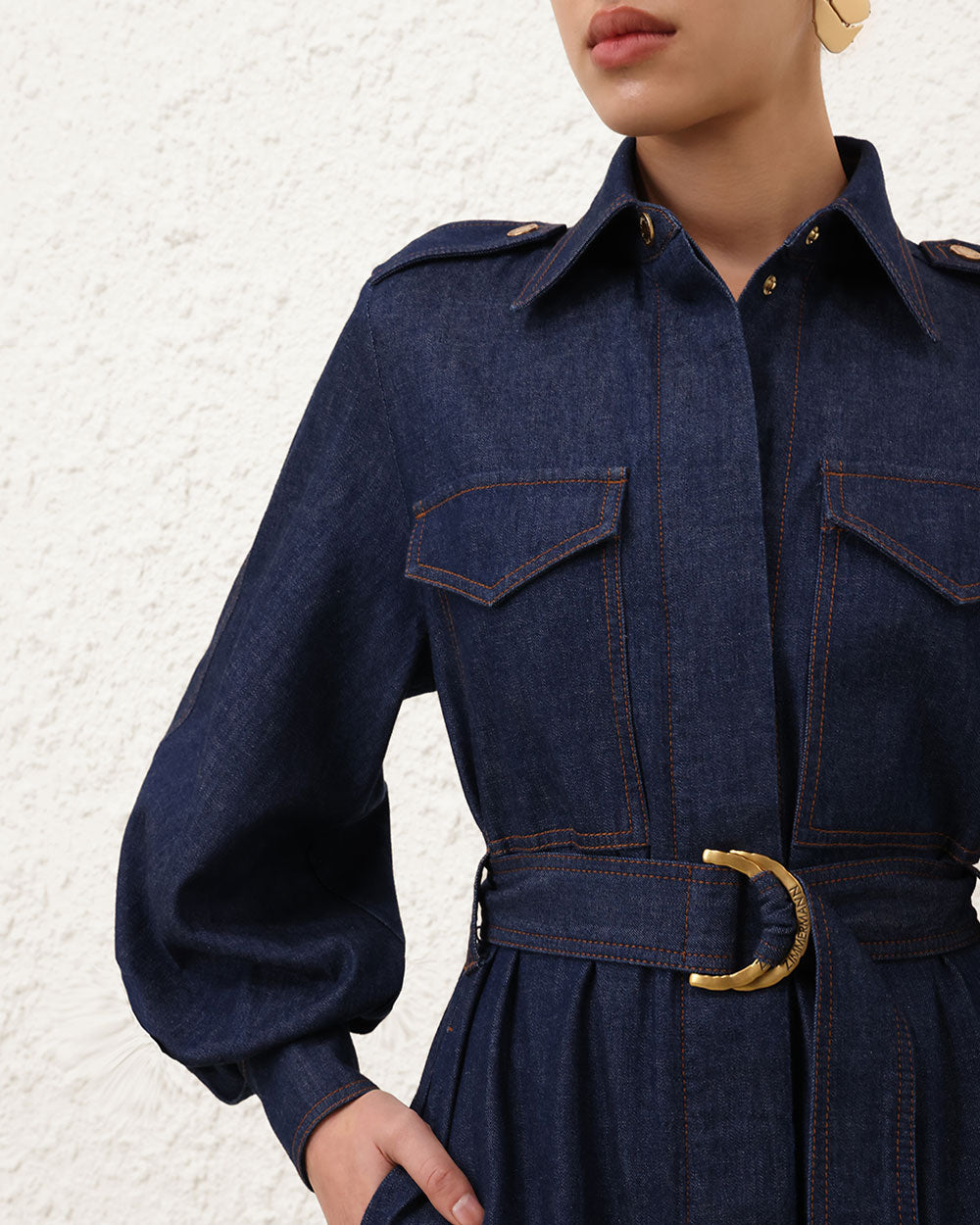 Denim Cargo Midi Dress | Ink