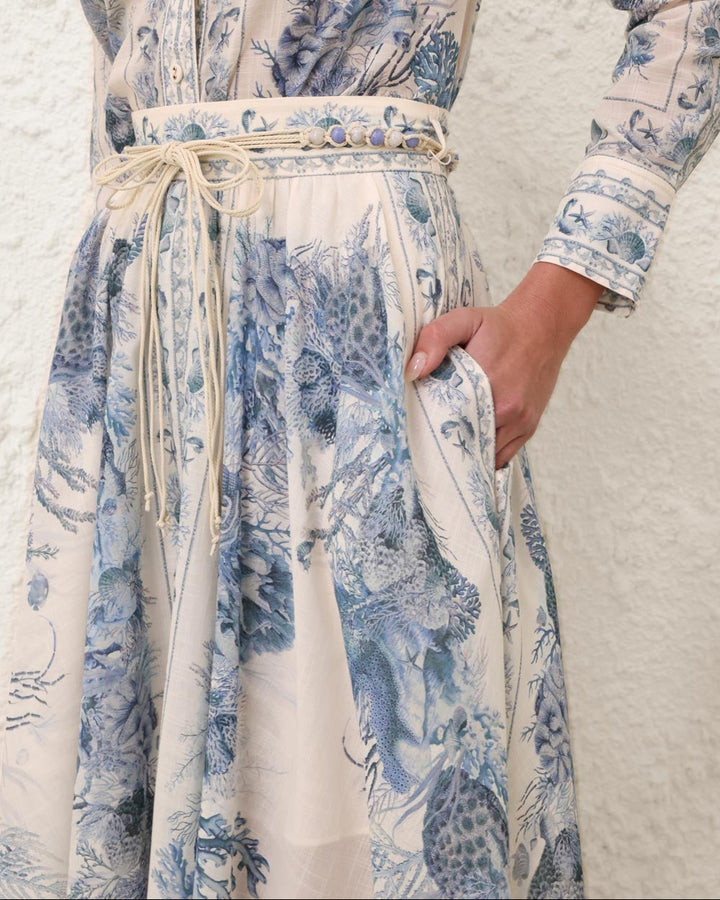 Wanderlust A-Line Maxi Skirt | Blue Toile