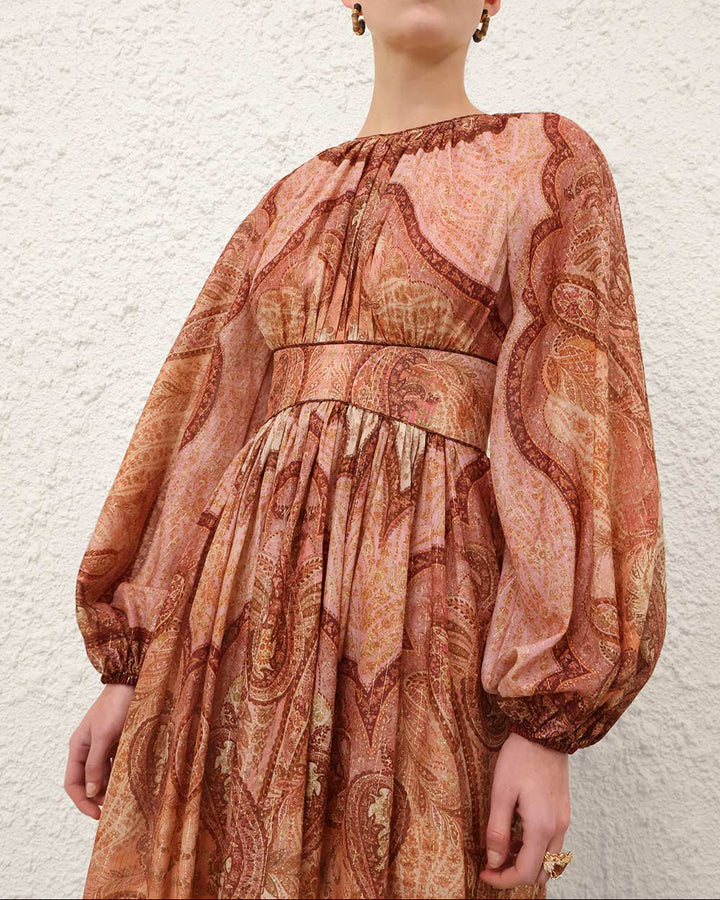 Wanderlust Long Sleeve Midi | Tapestry Burgundy