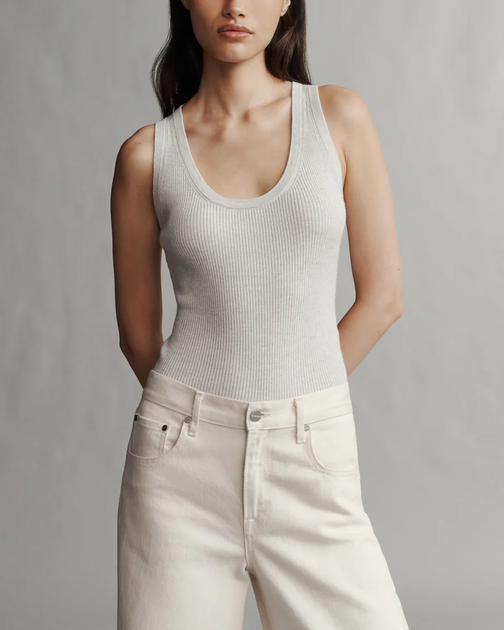 Knit Tank | White Heather Grey
