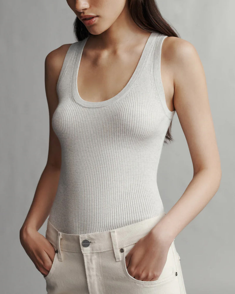 Knit Tank | White Heather Grey