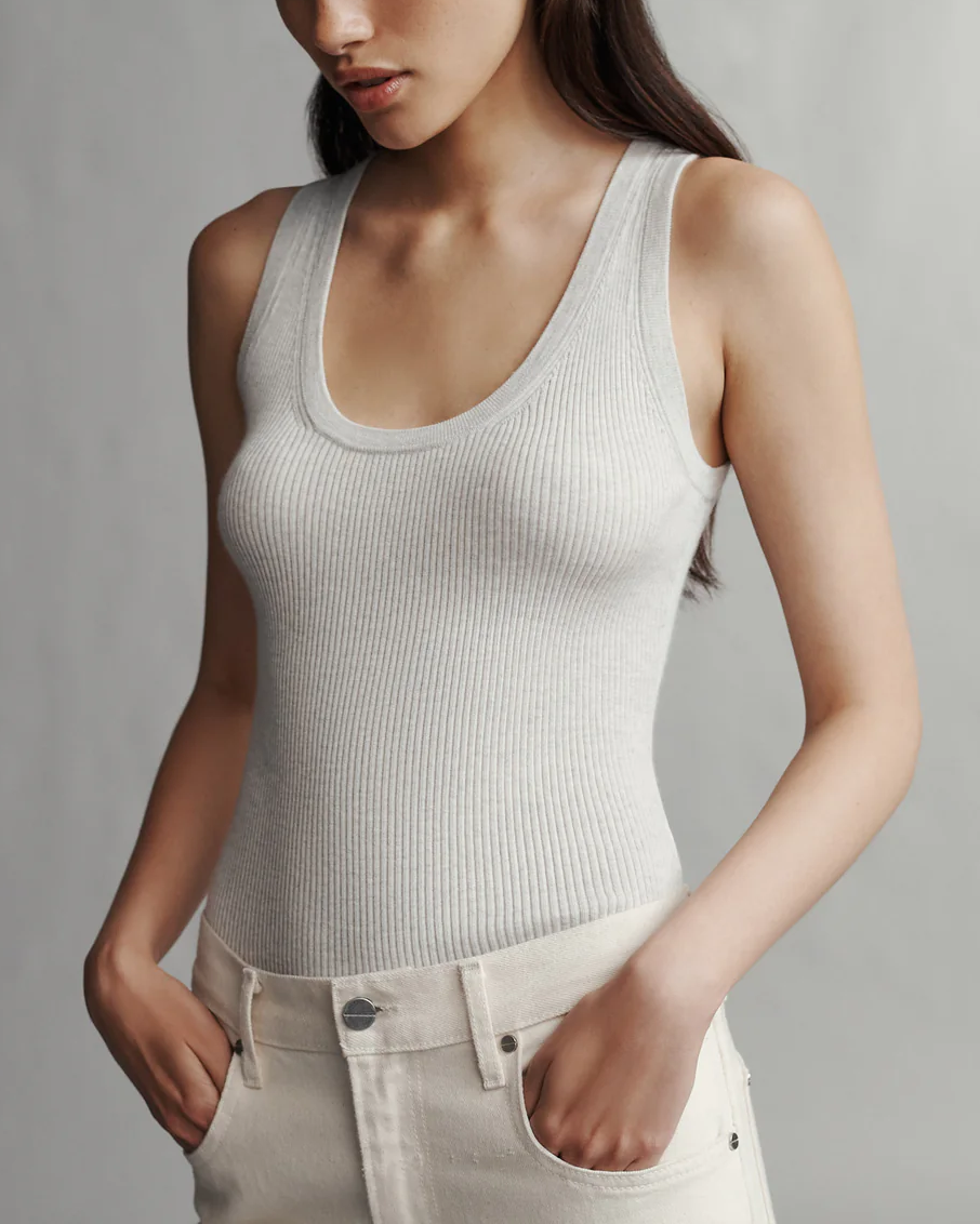 Knit Tank | White Heather Grey