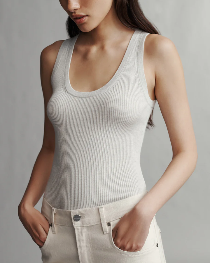 Knit Tank | White Heather Grey