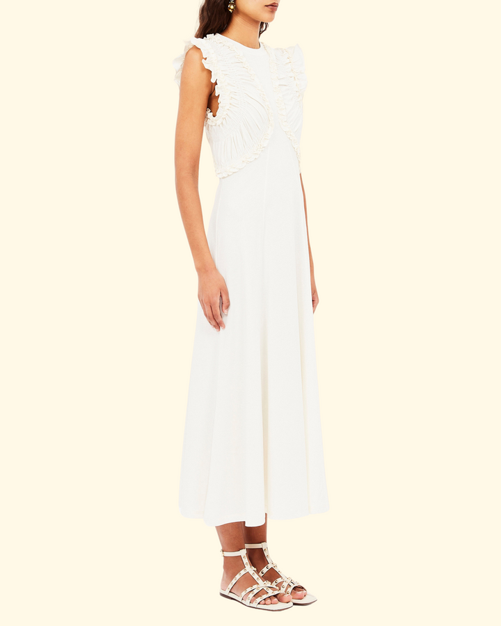 Shiva Sleeveless Ruffled Midi Dress | Pristine