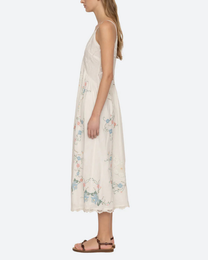 Vesna Embroidery Slip Dress | White