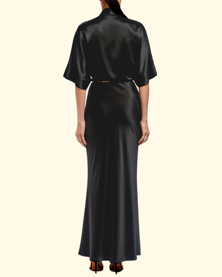 Dolman Tie Front Blouse | Black