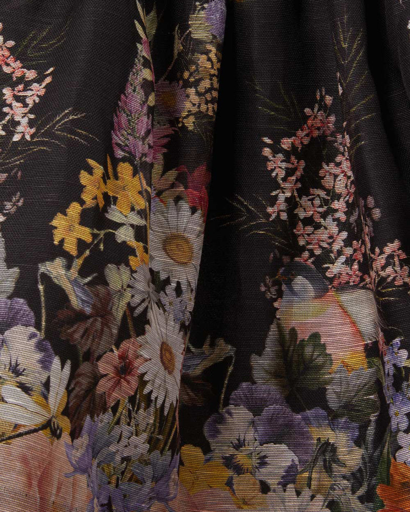 Natura Ruched Mini Dress | Black Wild Flowers